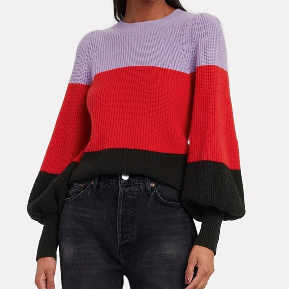 A.L.C. Sammy Color block Cashmere Lambswool Sweater size small - Picture 6 of 7
